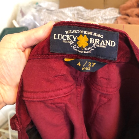 Lucky brand velvet pants, Burgundy - Picture 3 of 4